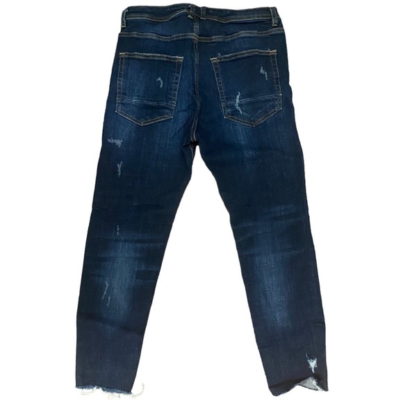 NWOT ZARA HI RISE SUPER STRETCHY DISTRESSED ANKLE JEANS W/RAW CHEWED HEM - Picture 5 of 14